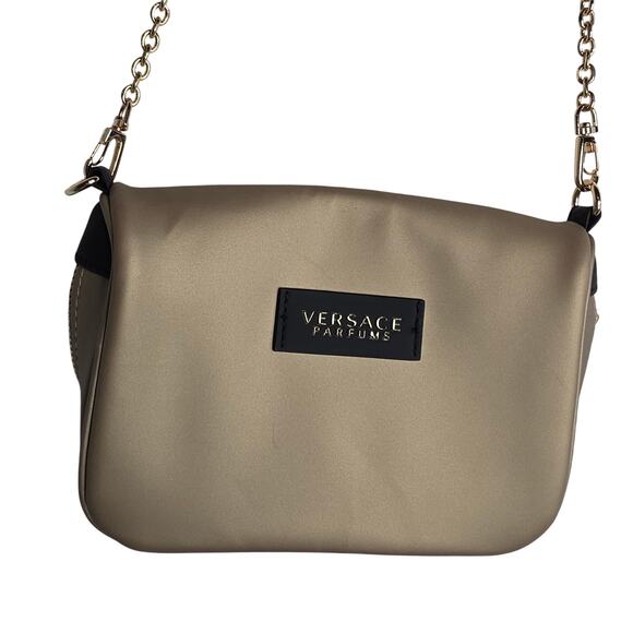 Versace Fragrance Gold Clutch Shoulder Crossbody Sm bag. Purse. Flaw! Used Once - Picture 1 of 16